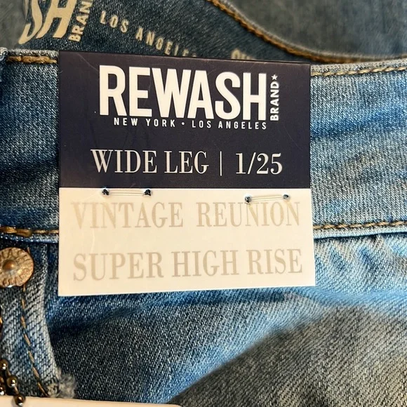 NWT Rewash Super High Rise Vintage Reunion Wide Leg Jeans - Picture 7 of 12